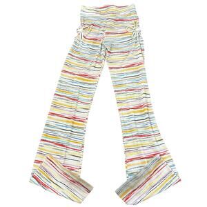 Forever 21 Striped Stretch Pull On Knit Flare Pants Size Small Flower Cut Outs